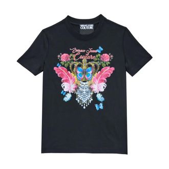 Versace Jeans Couture T-Shirts, female, Black, XL, T-Shirt Butterfly Curiosite