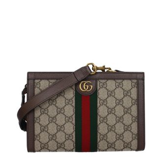 Gucci Ophidia Donnas Borsa a Tracolla Tessuto Beige/Ebano