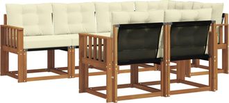 vidaXL Conjunto De Sof&aacute;s De Exterior 7 Uds. Natural Y Crema Vidaxl