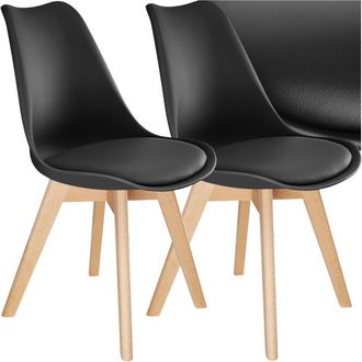 TecTake Set di 2 sedie sala da pranzo stile scandinavo ergonomiche nere