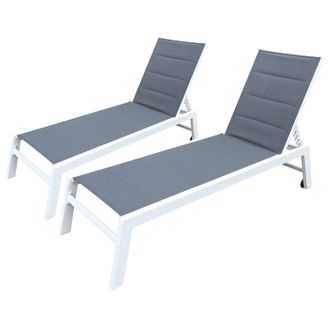 Happy Garden Happy Garden - Lote De 2 Tumbonas Barbados En Textileno Color Gris Aluminio Blanco