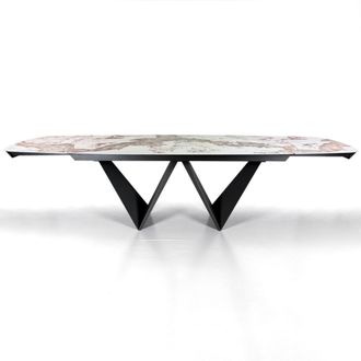Oresteluchetta Mesa extensible cer&aacute;mica m&aacute;rmol &oacute;nice metal gris 76x200-300 cm