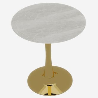 Urban Meuble Mesa de comedor redonda con efecto m&aacute;rmol blanco
