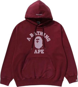 A Bathing Ape Garment Dye College Pullover Hoodie Burgundy 1L80-114-304-BGD