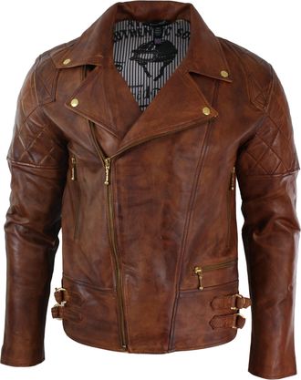 TruClothing Cross Zip Biker Leather Jacket