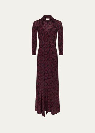 L'agence Cameron Printed Silk Maxi Shirtdress