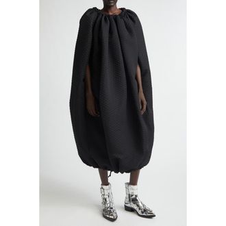 Comme Des Gar&ccedil;ons Gathered Diamond Jacquard Cocoon Dress in Black at Nordstrom, Size Medium