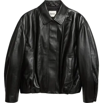 Arma Melis Leather Bomber Jacket in Black at Nordstrom, Size 32