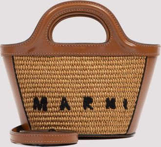 Marni Natural Tropicalia logo-embroidered tote bag