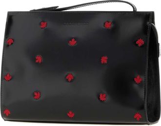 Dsquared2 Mens Black Leather Maple Leaf Clutch M002