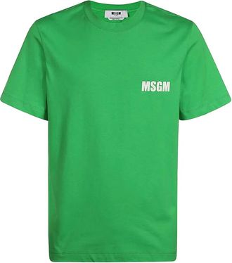 Msgm T-shirt in cotone con logo - Verde