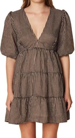 Faithfull The Brand Elmiya Mini Dress In Solene Check - Cocoa
