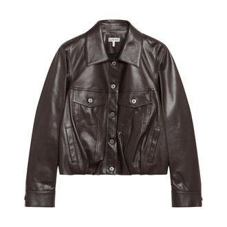 Loewe Lamb Nappa Leather Jacket - female - Loewe - Leather Jackets - Brown - S - Jackets