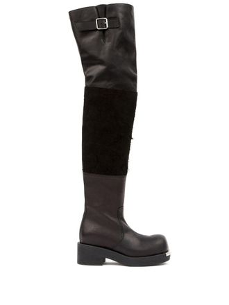 Maison Margiela panelled buckled leather boots - women - Calf Leather/Rubber/Calf Leather - 35.5 - Black
