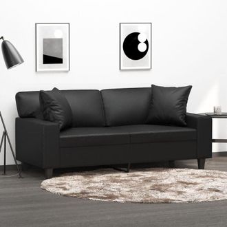 vidaXL Vidaxl - Divano a 2 Posti con Cuscini Nero 140 cm in Similpelle
