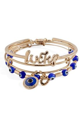 Alex and Ani Evil Eye Bangle Bracelet Set Of 3 in Gold at Nordstrom, Size Small