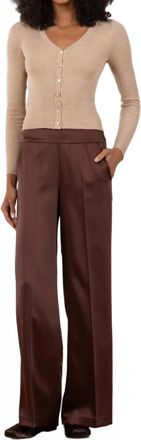 Avenue Montaigne Carla Palazzo Pant In Liquid Satin Brown