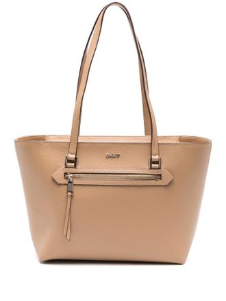DKNY Structured Cow Leather Tote with Minimalist Design