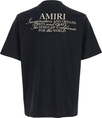 Amiri Mens T-Shirt With Spirit Print Black Cotton T-Shirts And Polos