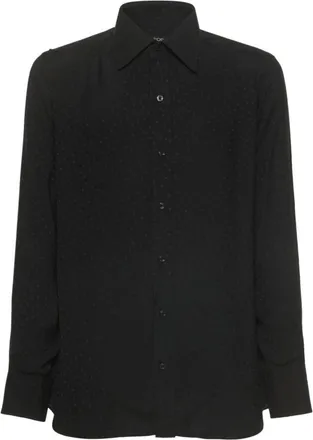 Tom Ford Overhemden, Heren, Zwart, S, Viscose en Zijden Blouse