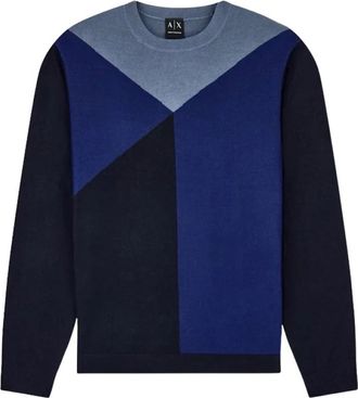 A|X Armani Exchange Trui met ronde hals - Heren - Ronde hals truien - Blauw - S - Wol - Truien & Vesten