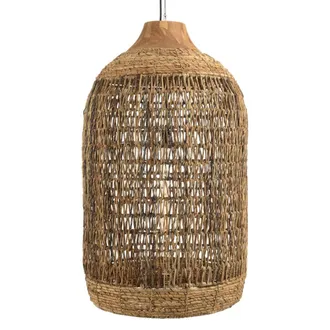 Macabane L&aacute;mpara colgante de 50x50 cm de abac&aacute; natural y teca recuperada
