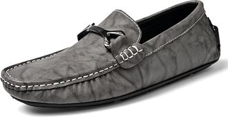 Generic Mens Classic Penny Loafers Fashion Casual Slip-On Moccasins Driving Boat Shoes for Men (Grey,6.5)