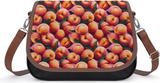 Generic Peach Fruit Crossbody Bag Womens Handbag PU Message Bags Shoulder Purse with Adjustable Strap