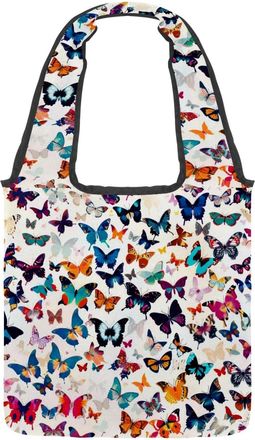 Generic Art Multi Butterflies Reversible Canvas Shoulder Tote - Double-Sided Print, 12oz Cotton, 27cm Drop, Fold-Flat Bag for Travel, Shopping, Street Outings