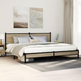 vidaXL Vidaxl - Estructura De Cama Sin Colch&oacute;n Metal Roble Sonoma 200x200 Cm