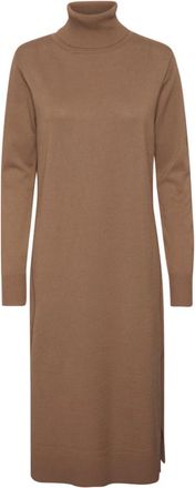Saint Tropez Rolnek Lange Jurk Shitake Melange - Dames - Kleedjes - Bruin - XS - Kleedjes