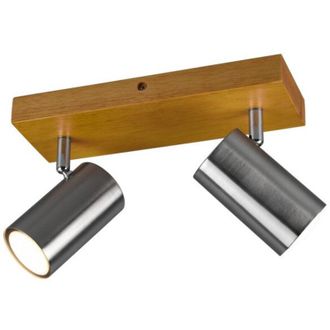 Trio Leuchten Marley Foco 2 Spot Gu10 N&iacute;quel Y Madera L26 Cm Trio Lighting