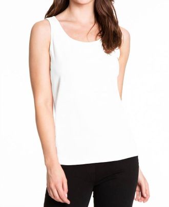 Multiples Knit Double Scoop Neck Sleeveless Fitted Tank Top In White