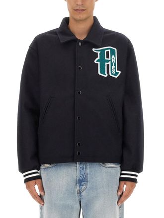 Aries Mens Varsity Jacket - Dark Blue Wool - Size Medium