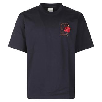 Dr&ocirc;le de Monsieur T-Shirts, male, Blue, Size: S D Hibiscus Brod&eacute;e T-Shirt