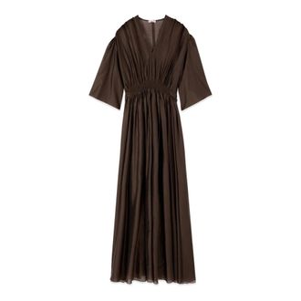 Oltre Lange jurk van lyocellmix - Dames - Avondkleed - Bruin - S - Polyester - Kleedjes