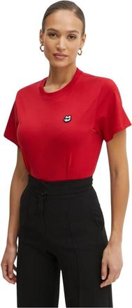 Karl Lagerfeld Ikon Patch T-shirt - Dames - T-shirts - Rood - XS - Katoen - Tops