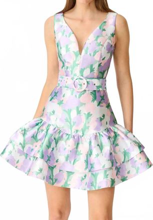 Elliatt Lavina V-Neck Mini Dress In Purple Floral
