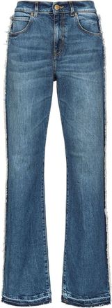 Pinko frayed-trim flared jeans - women - Polyester/Spandex/Elastane/Cotton/Cotton - 27 - Blue