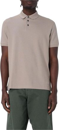 Emporio Armani Tops, Heren, Beige, S, Polo Shirt met Korte Mouwen en Kraag