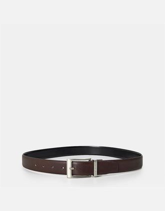 Ted Baker Mens Leather Pin Buckle Belt with Logo - Brown - Size: 40W