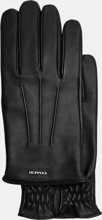 Coach Mens Leather Tech Gloves - Black - Size X-Large