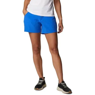 Columbia Womens Columbia PFG Coral Point III Shorts Blue 7 Inseam Elastic Waist JZZ498