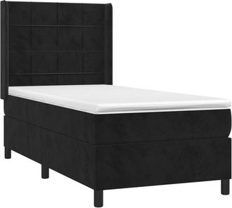 vidaXL Cama Box Spring Con Colch&oacute;n Terciopelo Negro 100x200 Cm Vidaxl