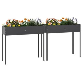 Berkfield Home Garden Planters 2 pcs Anthracite Galvanised Steel in Black