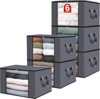 OEM Juego De 6 Cajas De Almacenamiento Plegables Con Cremallera Y Asas Resistentes, Fabricadas En Tela Gruesa, Ideales Para Ropa, Camas, Edredones, S&aacute;bana