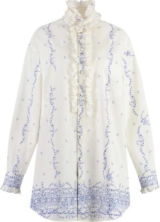 Philosophy di Lorenzo Serafini Gekreukelde Katoenen Overhemdjurk - Dames - Shirt Kleedjes - Wit - M - Katoen - Kleedjes