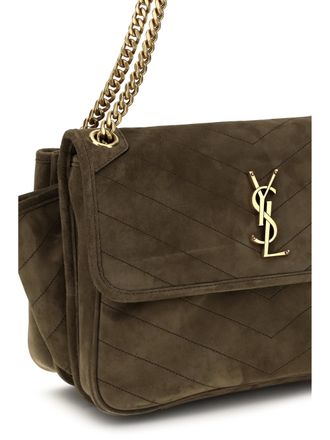 Saint Laurent Womens Shoulder Bag Niki Tripouch Light Musk Suede