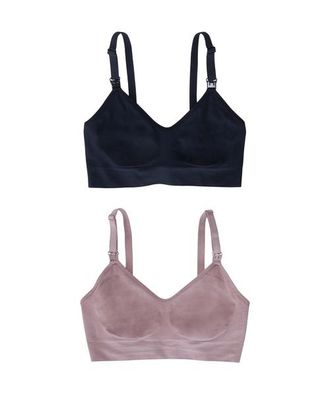 Ingrid & Isabel Seamless Nursing + Pumping Bra 2-Pack Bundle in Black/mauve at Nordstrom, Size X-Large D