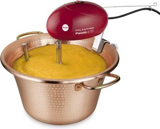 OEM Macom Caldero Polentino Con Mezclador El&eacute;ctrico En Cobre Martillado 31 Cm 4w